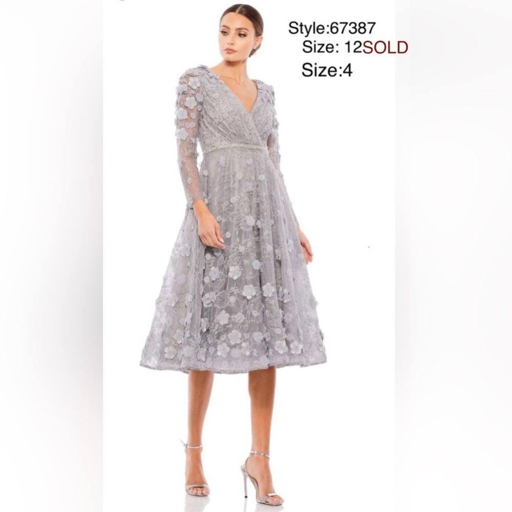 Mac Duggal floral lace A-line dress